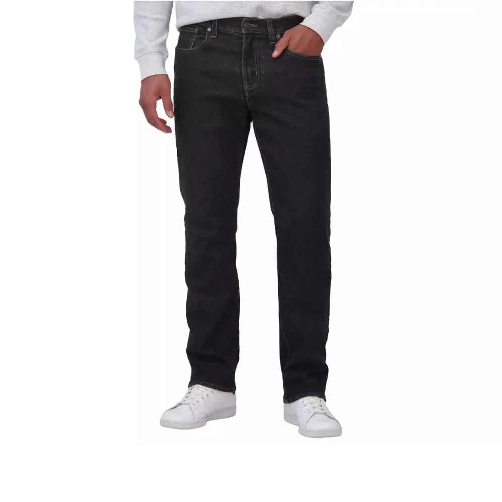 Men's Lands End Flannel Lined Dark Blue Gray Stretch Denim Jeans Size 40x30 NWT